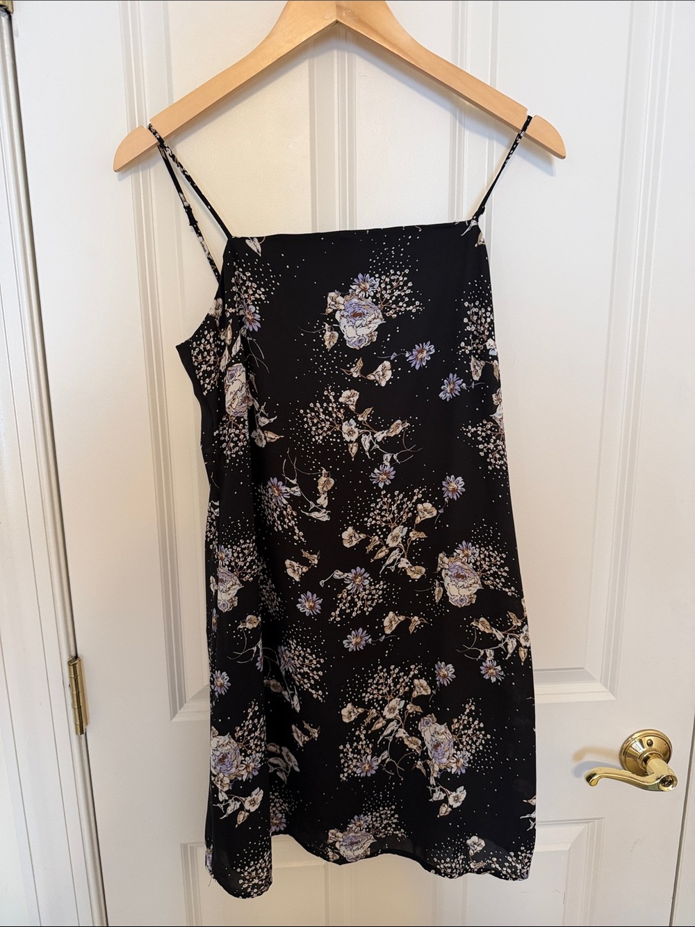 miami Black Floral Mini Dress with Lavender Accents
